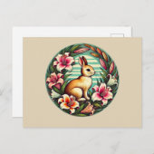 Osterhasen Rabbit Lily Lilies Postkarte (Vorne/Hinten)