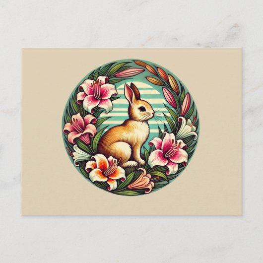 Osterhasen Rabbit Lily Lilies Postkarte (Vorderseite)