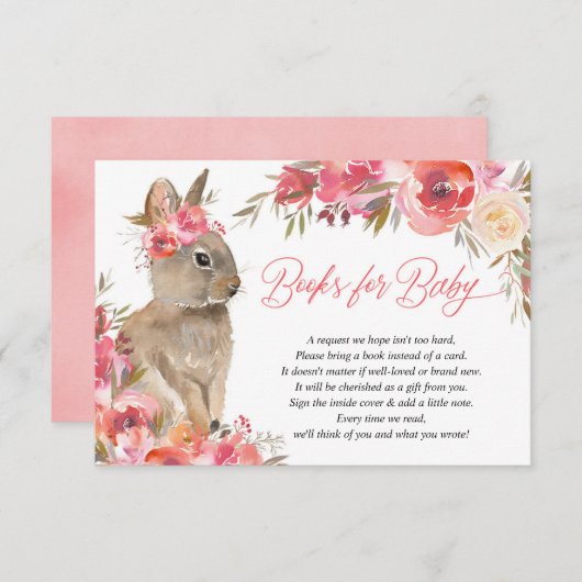 Osterhasen-Rosa Korallenblütenbücher für Babyenzel Begleitkarte (Vorne/Hinten)