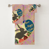 Osterhasen Rose Eier mit Text Badhandtuch Set (Insitu)