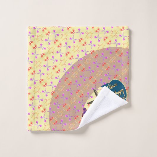 Osterhasen Rose Eier mit Text Badhandtuch Set (Waschlappen)