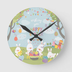Osterhasen Runde Wanduhr