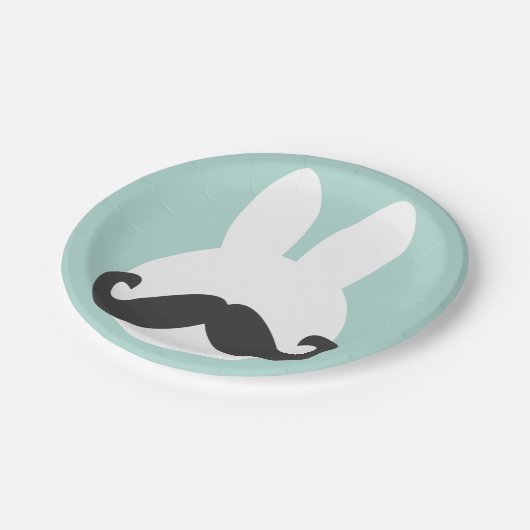 Osterhasen-Schnurrbart-Papier-Teller Pappteller (Schrägansicht)
