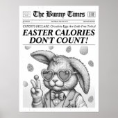 Osterhasen, Schwarz-weiße Osterdekoration Poster (Vorne)