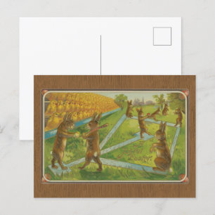 Osterhasen spielen Baseball Ostern 1912 Vintage Postkarte