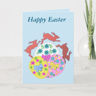 Osterhasen springen - Ostern editierbar Feiertagskarte