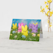 Osterhasen-Süßigkeiten im Gras Karte (Gelbe Blume)