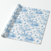 Osterhasen-Toile-de-Jouy-Muster Geschenkpapier (Ungerollt)