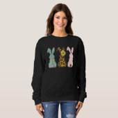 Osterhasen Trio Rabbit Leopard Matching Niedlich Sweatshirt (Vorne ganz)