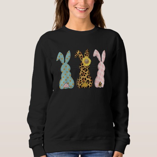 Osterhasen Trio Rabbit Leopard Matching Niedlich Sweatshirt (Vorderseite)