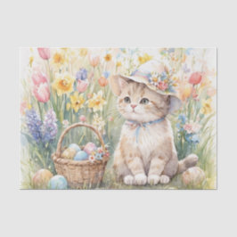 Osterhasen Tulpen und süße Katze Seidenpapier
