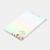 Osterhasen und Blume auf Pastellfarben Post-it Klebezettel (angewinkelt)