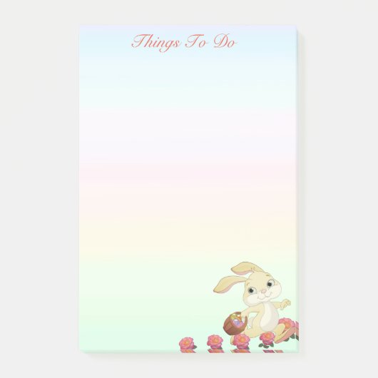 Osterhasen und Blume auf Pastellfarben Post-it Klebezettel (Vorderseite)