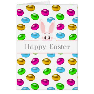 Osterhasen und bunte Eier auf Weiß