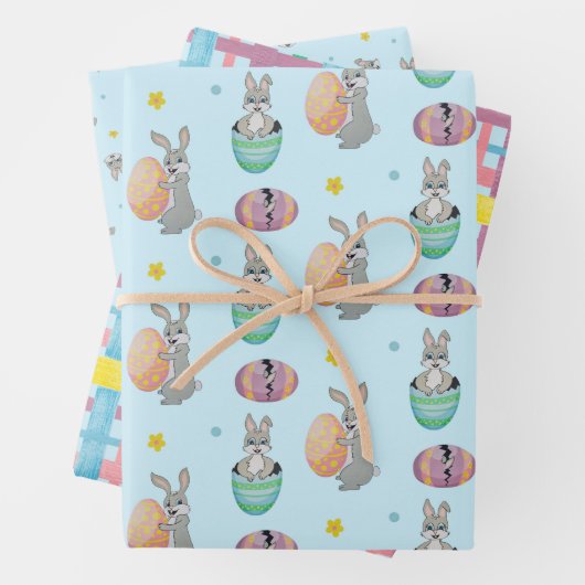 Osterhasen und Ei gemustert Geschenkpapier Set (Beispiel)