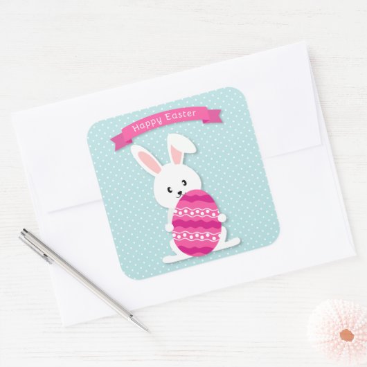 Osterhasen und Ei Quadratischer Aufkleber (Umschlag)
