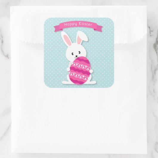 Osterhasen und Ei Quadratischer Aufkleber (Tasche)