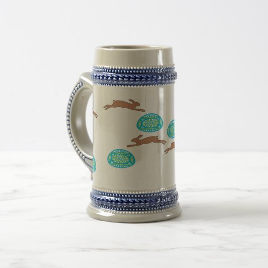 Osterhasen und Eier in Weiß Bierglas (Vorderseite Links)