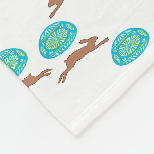 Osterhasen und Eier in Weiß Fleecedecke (Ecke)