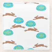 Osterhasen und Eier in Weiß Glasuntersetzer (Vorderseite)