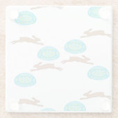 Osterhasen und Eier in Weiß Glasuntersetzer (Rückseite)