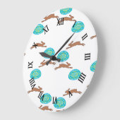 Osterhasen und Eier in Weiß Große Wanduhr (Winkel)