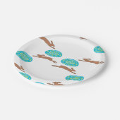 Osterhasen und Eier in Weiß Pappteller (Schrägansicht)