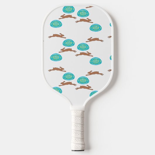 Osterhasen und Eier in Weiß Pickleball Schläger (Vorderseite)