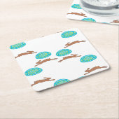 Osterhasen und Eier in Weiß Rechteckiger Pappuntersetzer (angewinkelt)