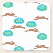 Osterhasen und Eier in Weiß Rechteckiger Pappuntersetzer (Vorderseite)