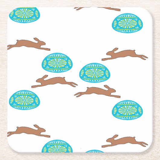 Osterhasen und Eier in Weiß Rechteckiger Pappuntersetzer (Vorderseite)