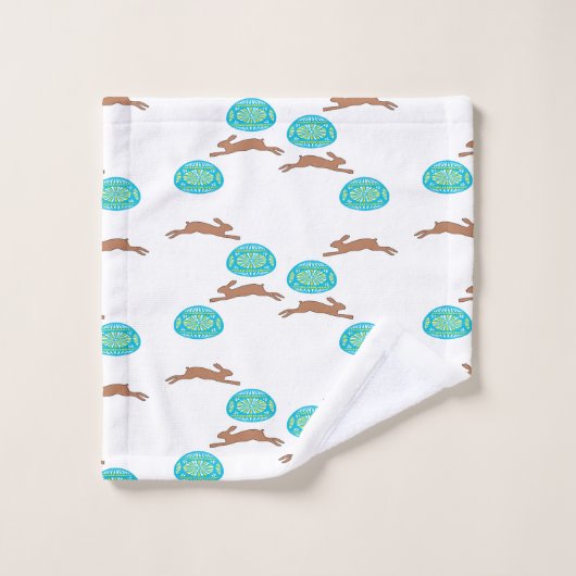 Osterhasen und Eier in Weiß Waschlappen (Waschlappen)