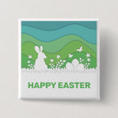 Osterhasen und Eier Paperschnitt 3e grüne Natur Button (Vorderseite)