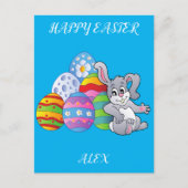 Osterhasen und Eier personalisierte Postkarte. Postkarte (Vorderseite)