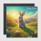 Osterhasen und farbenfrohe Eier im Frühjahrsmagie Magnetkarte (Vorne/Hinten)