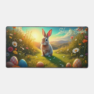 Osterhasen und farbenfrohe Eier im Frühjahrsmagie Schreibtischunterlage