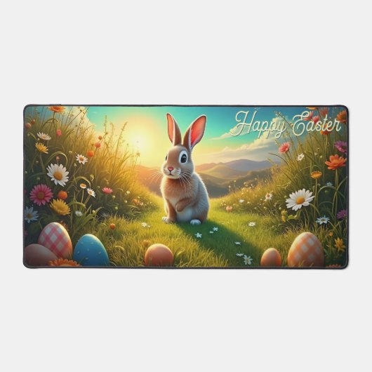 Osterhasen und farbenfrohe Eier im Frühjahrsmagie Schreibtischunterlage (Vorderseite)