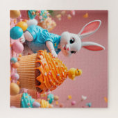 Osterhasen und Küken mit farbenfrohen Cupcakes Puzzle (Horizontal)