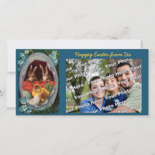 Osterhasen und Küken Vintage-Postkarte Feiertagskarte