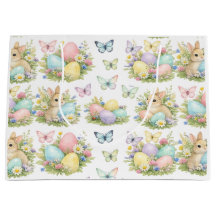 Osterhasen und Ostereier in Pastell Blumen und Sch