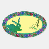 Osterhasen- und Rose-Eiern Monogramm-Aufkleber Ovaler Aufkleber (Vorderseite)