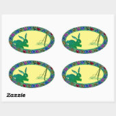 Osterhasen- und Rose-Eiern Monogramm-Aufkleber Ovaler Aufkleber (Blatt)