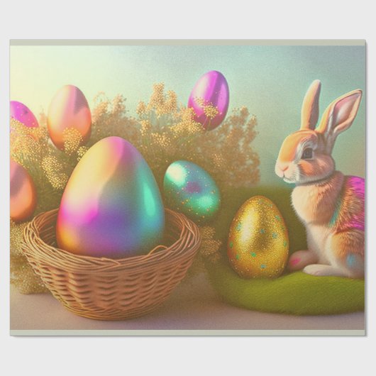 Osterhasen- und Schweineeier in einer Korbsammlung Geschenkpapier (Flach)