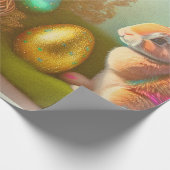 Osterhasen- und Schweineeier in einer Korbsammlung Geschenkpapier (Ecke)