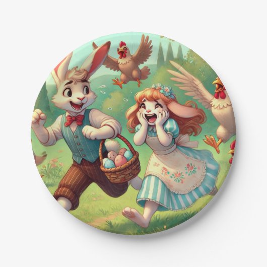 Osterhasen - Whimsischer Frühling Pappteller (Vorderseite)