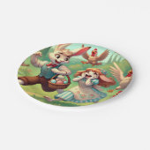 Osterhasen - Whimsischer Frühling Pappteller (Schrägansicht)
