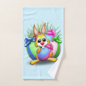 Osterhasen Witzig und Süße Figur Bitten an Eg Badhandtuch Set (Handtuch)