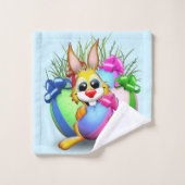 Osterhasen Witzig und Süße Figur Bitten an Eg Badhandtuch Set (Waschlappen)