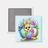 Osterhasen Witzig und Süße Figur Bitten an Eg Magnet (Vorderseite/Rückseite)