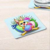 Osterhasen Witzig und Süße Figur Bitten an Eg Rechteckiger Pappuntersetzer (angewinkelt)